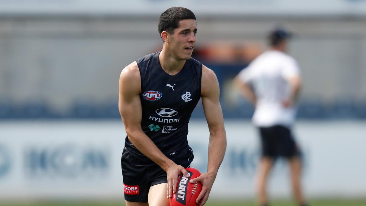 Former Docker Adam Cerra at Carlton pre-season training. Picture: Michael Willson/AFL Photos via Getty Images