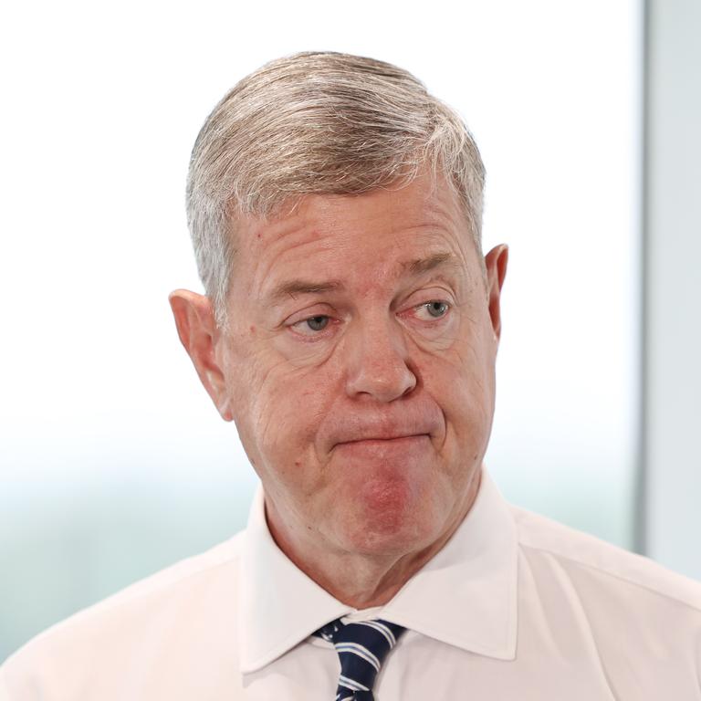 Queensland Health Minister Tim Nicholls at the Cairns Hospital after the state government declared hormone therapies for new gender diverse patients under 18 years old will be paused at public health facilities. Picture: Brendan Radke