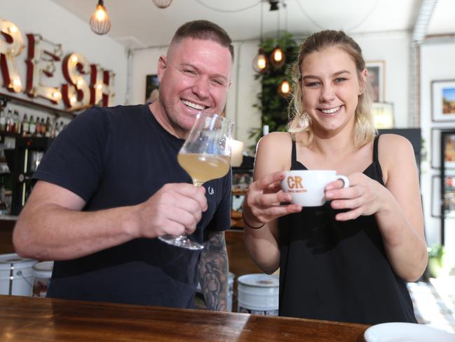 Cartel Coffee Roasters owner Nathan Johnston and CBD worker  Maneesha Randall are happy workers are returning to offices around Geelong. Picture: Peter Ristevski