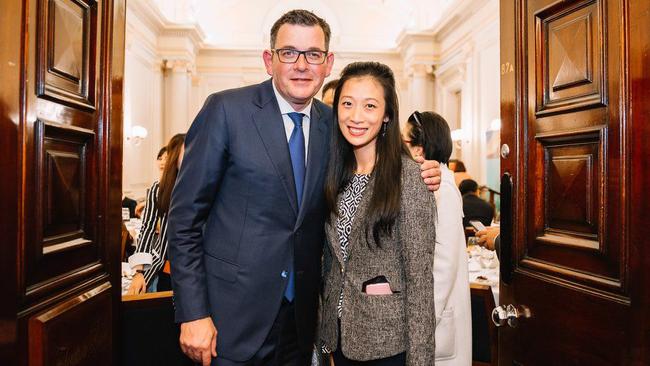 Nancy Yang, a long-serving Andrews government staffer, with the Premier Daniel Andrews.