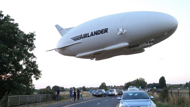 The Airlander 10 hybrid airship on its maiden flight from Cardington Airfield near Bedford, north of London, in 2016. Picture: Justin Tallis/AFP.)