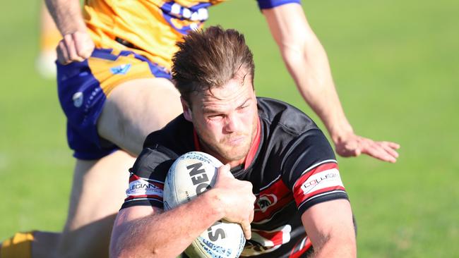 Sam McCann scores a try for Collegians. Picture: Steve Montgomery