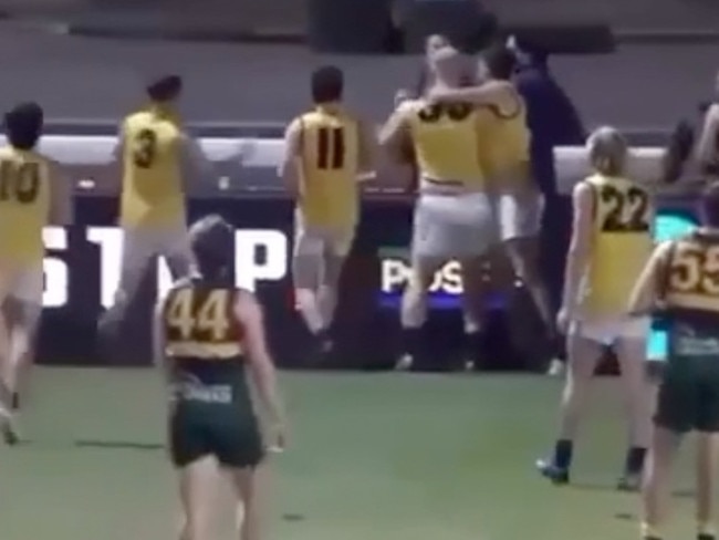 The Adelaide Footy League is investigating a physical altercation between a Scotch OC player and Pembroke OS spectator. Picture: Filming Footy