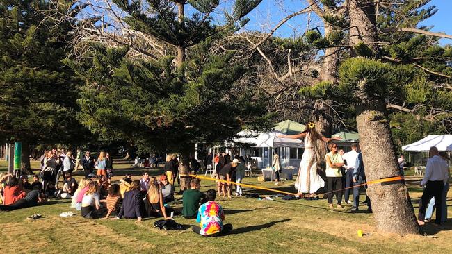 Friends and family gather at Clontarf Reserve to remember Annika Ferry, 21, who died in a tragic accident at North Head. Picture: Supplied.