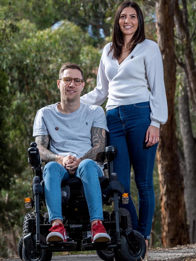 Australian Army veteran Joel Sardi and wife, Elisa. Picture: Jake Nowakowski