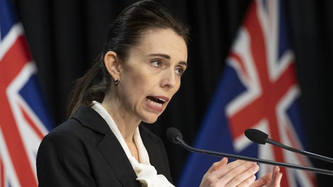 Prime Minister Jacinda Ardern talks to reporters. Picture: Mark Mitchell