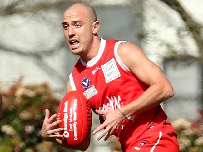 Dean Calcedo of Preston runs forward with the ball during VAFA grand final: Preston Bullants v UHS-VU on Saturday, September 14, 2019, in Box Hill, Victoria, Australia. Picture: Hamish Blair