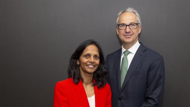 Macquarie chief executive Shemara Wikramanayake and her predecessor, Nicolas Moore.