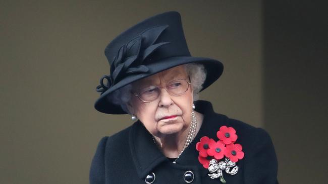 Queen Elizabeth II is seen during the National Service of Remembrance at The Cenotaph in London, England. Picture: Getty Images