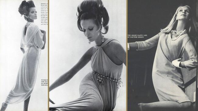 Collage of images that appeared on The Australian's jersey and pearls fashion spread in 1965.