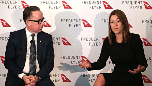 Qantas CEO Alan Joyce and Chief Executive of Qantas's loyalty business Olivia Wirth. Picture: Adam Yip