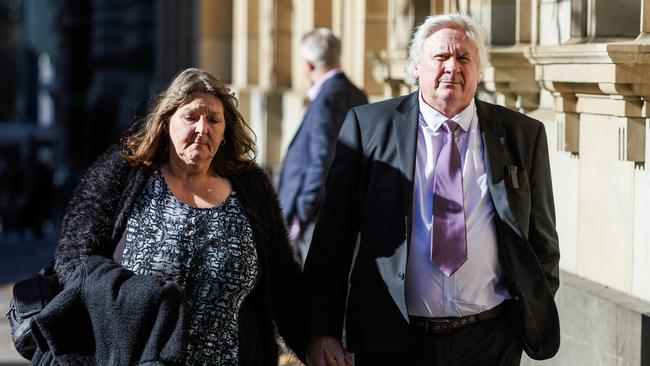 Paul Charlton arrives at the Supreme Court of Victoria to face trial for the cold case murder of ex-partner Joanne Howell. Picture: Aaron Francis