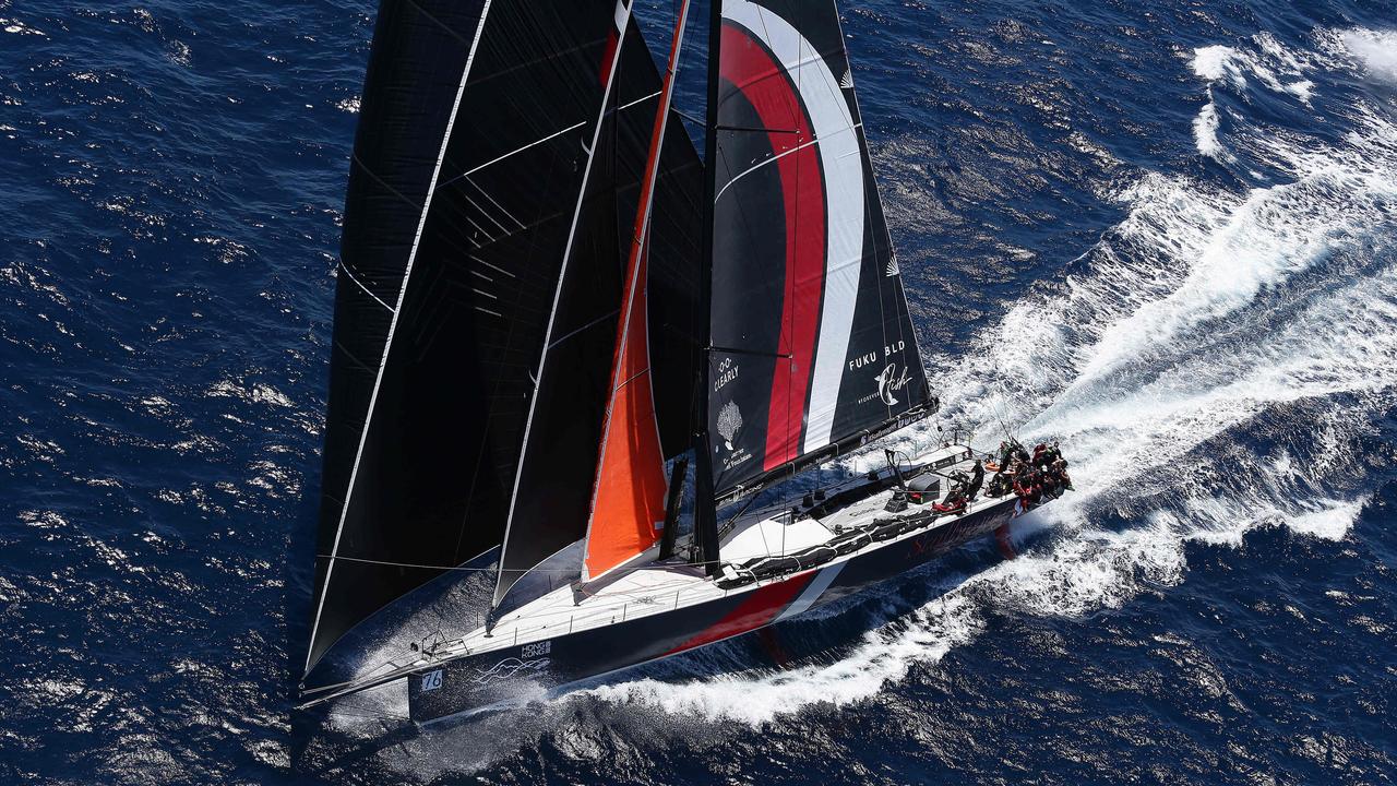 Scallywag at the start of the 2018 Sydney Hobart Yacht Race in Sydney. Picture: Brett Costello