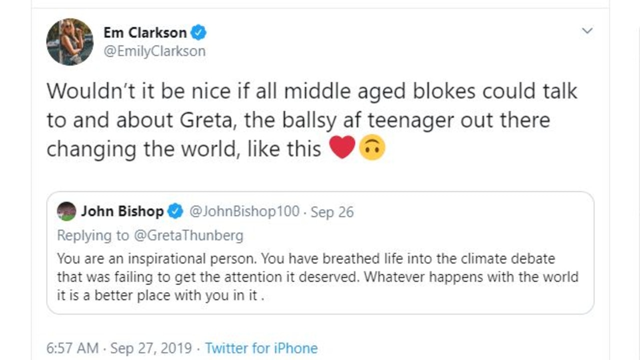 The tweet that showed the Clarkson family divide regarding the ‘ballsy’ Swedish teenager.