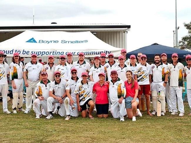 The team photo from players at the first Pink Stumps Day in 2021. Picture: Supplied