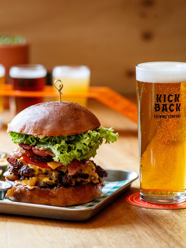 The burger on offer at the Aldinga taphouse. Picture: Matt Turner