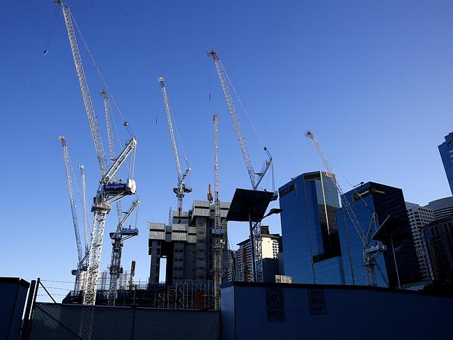 Construction is underway at the Barangaroo site for Jamie Packer's casino resort project. Picture: Bradley Hunter