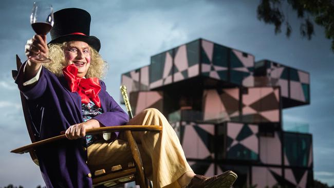 McLaren Vale winemaker Chester Osborn, dressed as Willy Wonka, in front of the d'Arenberg Cube. Picture: Tom Huntley