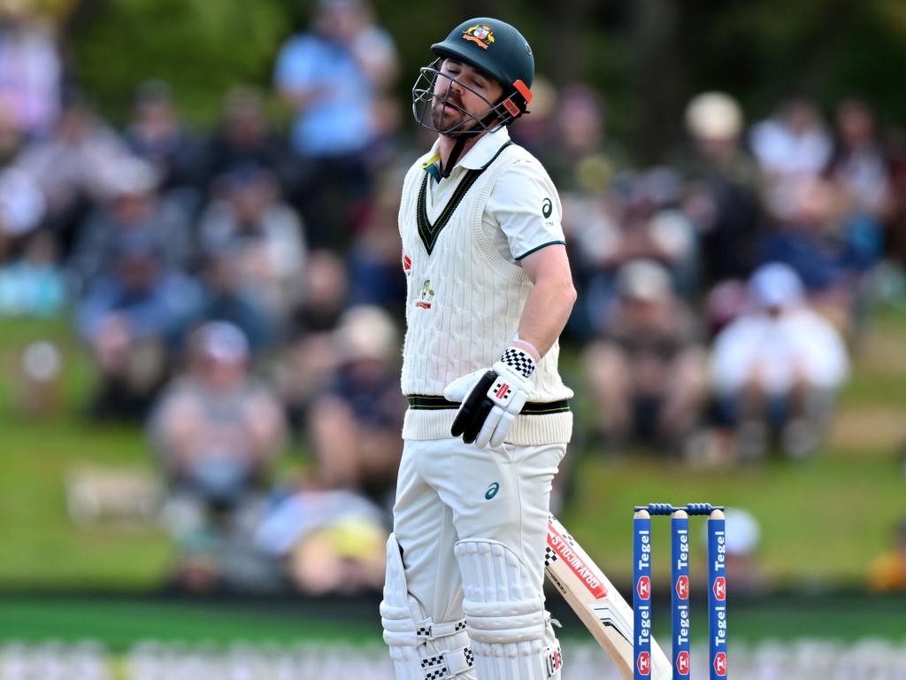 Travis Head fell early on day four. Picture: Kai Schwoerer/Getty Images