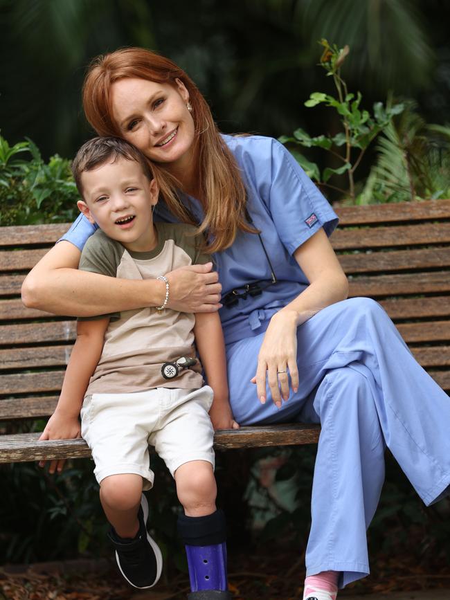 Dr Diana Kennedy has performed multiple surgeries at Brisbane’s Mater Private Hospital on four-year-old Gold Coast boy Lewis Porter – who was born with Amniotic band syndrome (ABS). Picture: Annette Dew.