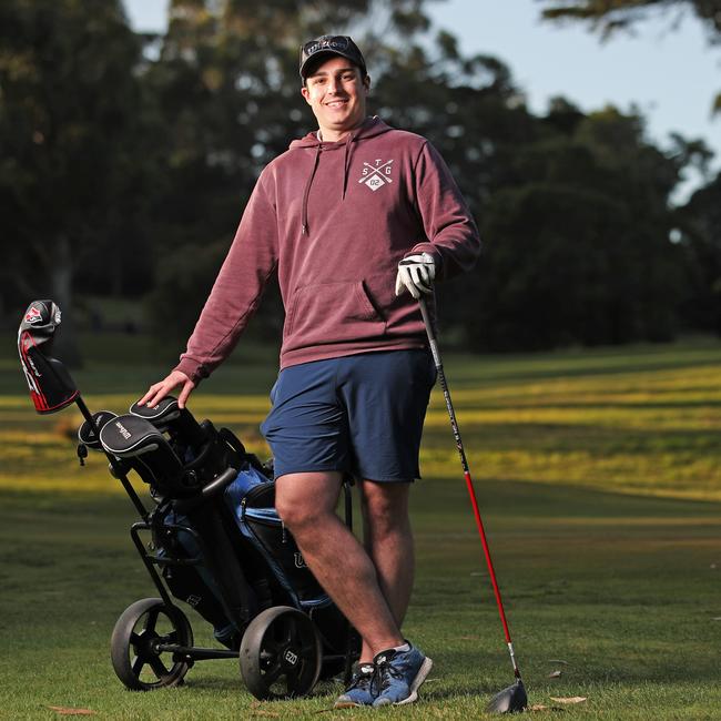 Golfer Harrison Doyle at the Rosny Park Public Golf Course. Picture: ZAK SIMMONDS