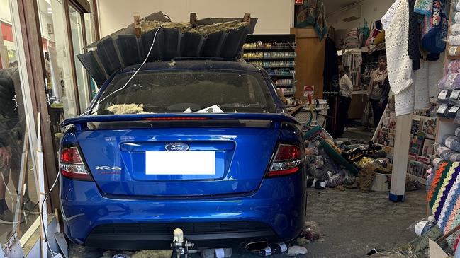 A car has crashed into a haberdashery shop at Swansea on May 24, 2024. Picture: Fire and Rescue NSW.