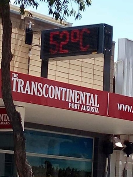 The Transcontinental's temperature gauge in Port Augusta. Picture: Abbie Tyler Ellis