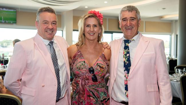 Kirsten Stevens, Andrew Stevens and Andrew Fielding at the 2024 Darwin Cup. Picture: Pema Tamang Pakhrin