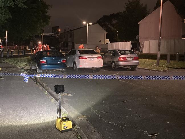 The driver was shot after ramming his car through a fence.