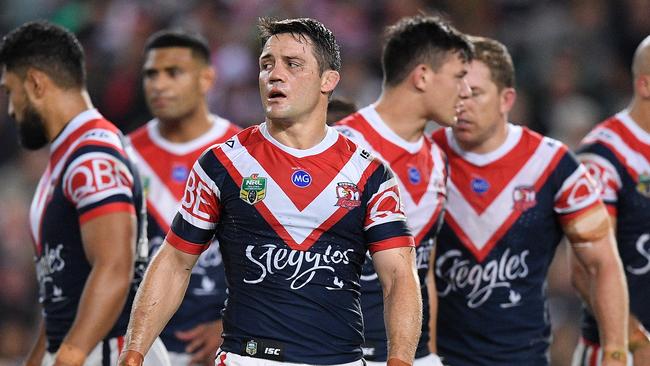 Roosters halfback Cooper Cronk injured his shoulder in the preliminary final. Picture: AAP