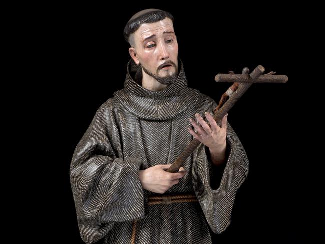 Pedro de Mena 'Saint Francis of Assisi' 1677, polychrome wood, 78 x 29 x 35 cm, Art Gallery of New South Wales, Purchased with funds provided by the Art Gallery of New South Wales Foundation 2024, image Â© Art Gallery of New South Wales