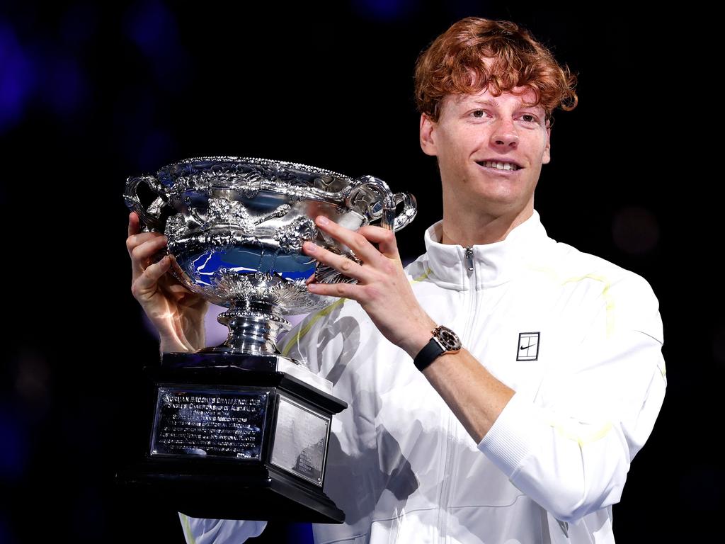 While being investigated over the positive drug tests, Jannik Sinner won both the Australian Open (pictured) and the US Open. Picture: AFP