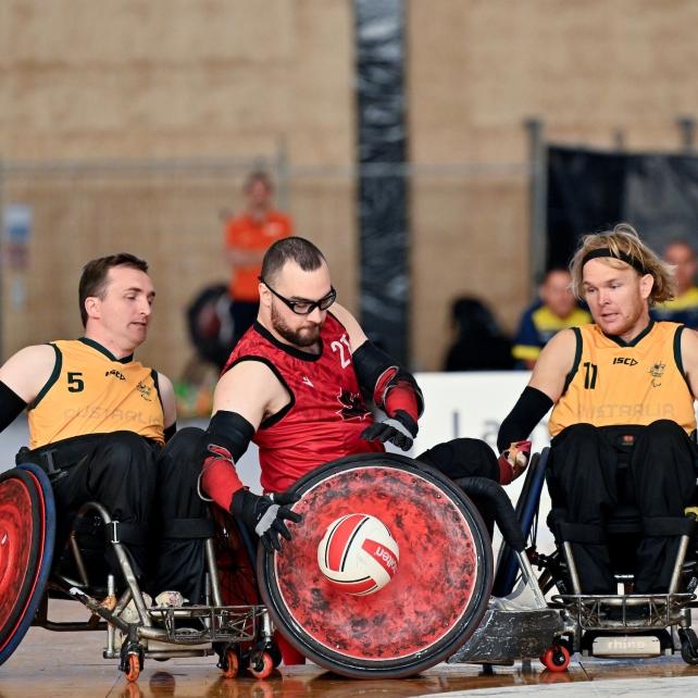 Australian wheelchair rugby representatives, James McQuillan, left, and Beau Vernon, right, are off to the Paris Paralympics. Picture: Paralympics Australia