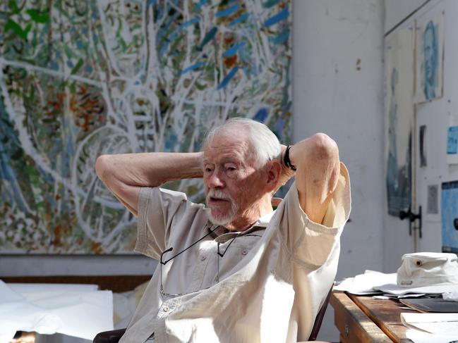 Artist Guy Warren in his Leichhardt studio. He is 100 years old and is Australia’s oldest living artist. Picture: Craig Wilson