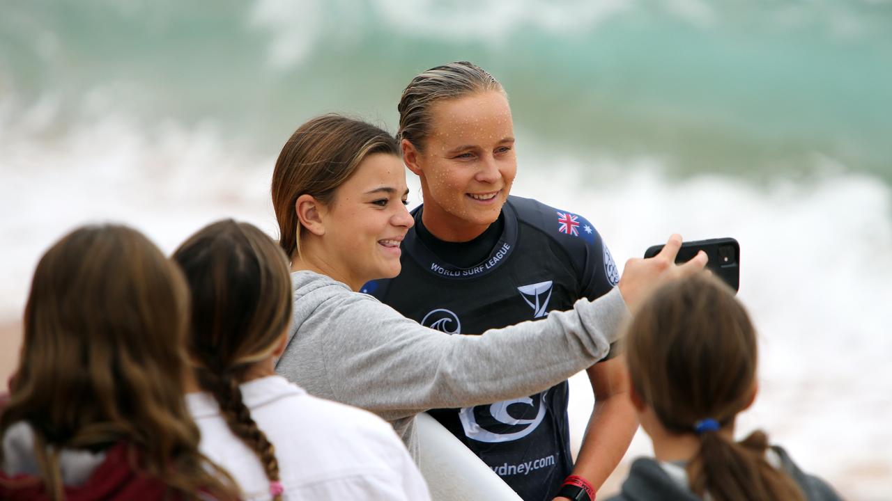 Isabella Nichols after her heat at the Rip Curl Narrabeen Classic Surf Comp at Narrabeen Beach. Picture: Tim Hunter.