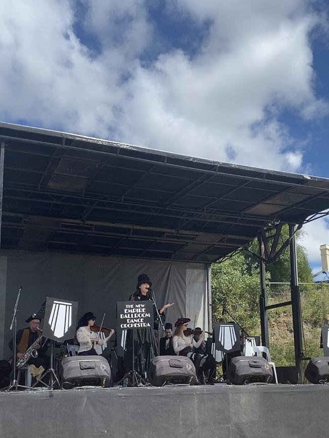 The New Empire Ballroom Dance Orchestra providing a fun listening experience at the 2022 Steampunk Fair, performing an eclectic mix of ragtime songs.