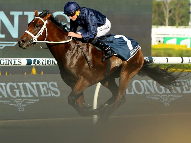 Ryan Moore rides Shinzo to win 2023 The Golden Slipper at Rosehill Gardens. Picutre: Jeremy Ng/Getty Images