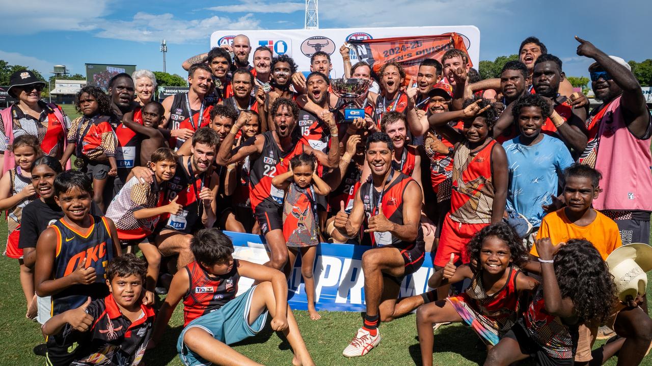 The Jabiru Bombers won their NTFL Division 1 final against the Banks Bulldogs. Picture: David Bradley / AFLNT Media