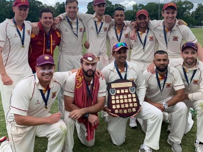 North Balwyn celebrates its ECA Dunstan Shield premiership in 2019-20. Picture: Supplied