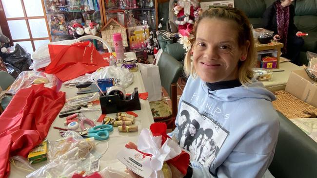 Marie’s workshop in the Christmas Cave making gifts to sell for the Sydney Children’s Hospital. Picture: supplied