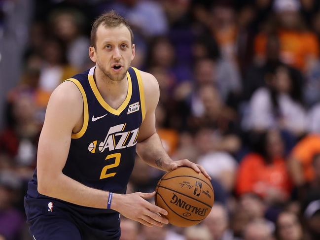 PHOENIX, ARIZONA - OCTOBER 28: Joe Ingles #2 of the Utah Jazz handles the ball during the second half of the NBA game against the Phoenix Suns at Talking Stick Resort Arena on October 28, 2019 in Phoenix, Arizona. The Jazz defeated the Suns 96-95. NOTE TO USER: User expressly acknowledges and agrees that, by downloading and/or using this photograph, user is consenting to the terms and conditions of the Getty Images License Agreement (Photo by Christian Petersen/Getty Images)