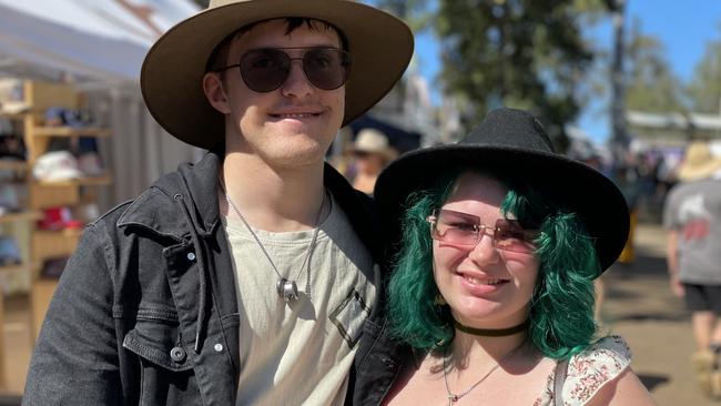 Jake Scott and Lilyana Standley, from Maryborough, enjoy day one of the 2024 Gympie Muster, at the Amamoor State Forest on August 22, 2024.