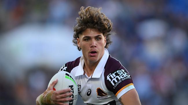 Reece Walsh of the Broncos takes on the defence. (Photo by Matt Roberts/Getty Images)