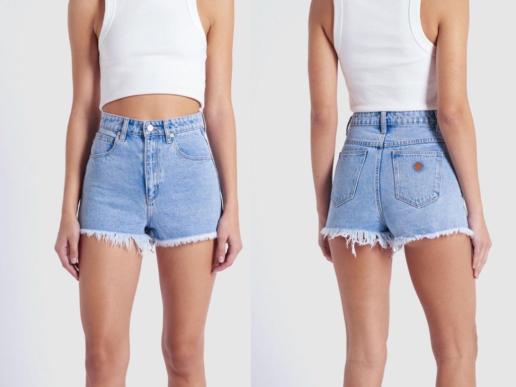 Score a great deal on these high waisted denim shorts.