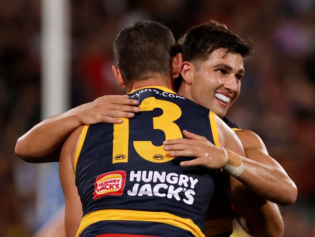 Josh Rachele wants to be a one-team player at the Crows like veteran teammate Taylor Walker. Picture: James Elsby/AFL Photos via Getty Images