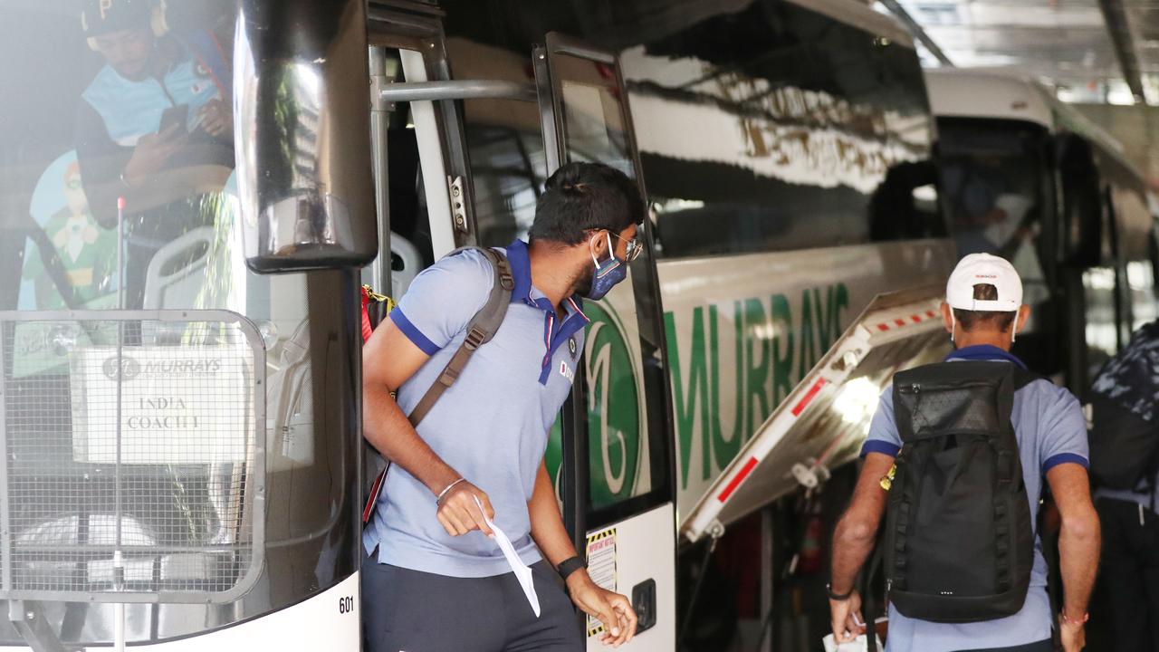 Indian cricketers arrive at the Sofitel in Brisbane ready for the 4th test against India at the Gabba on Friday. Picture Lachie Millard