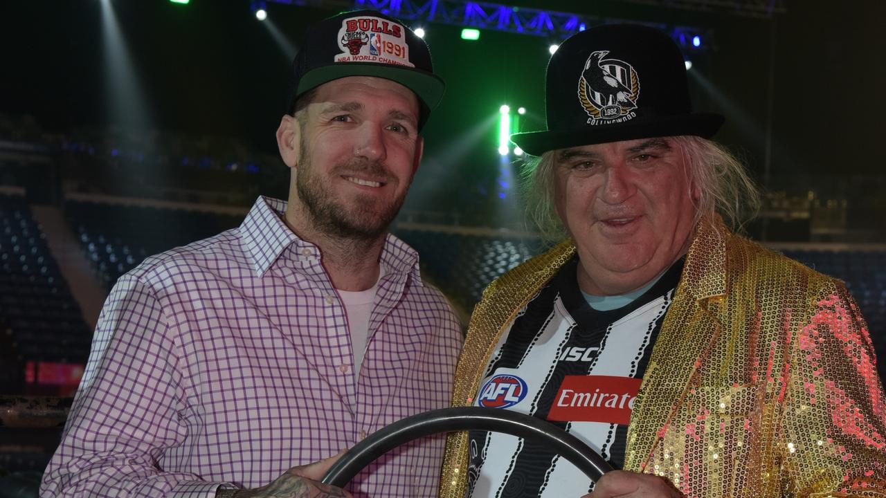 Dane Swan, left, at the Grand Final Footy Show. Picture: Channel 9