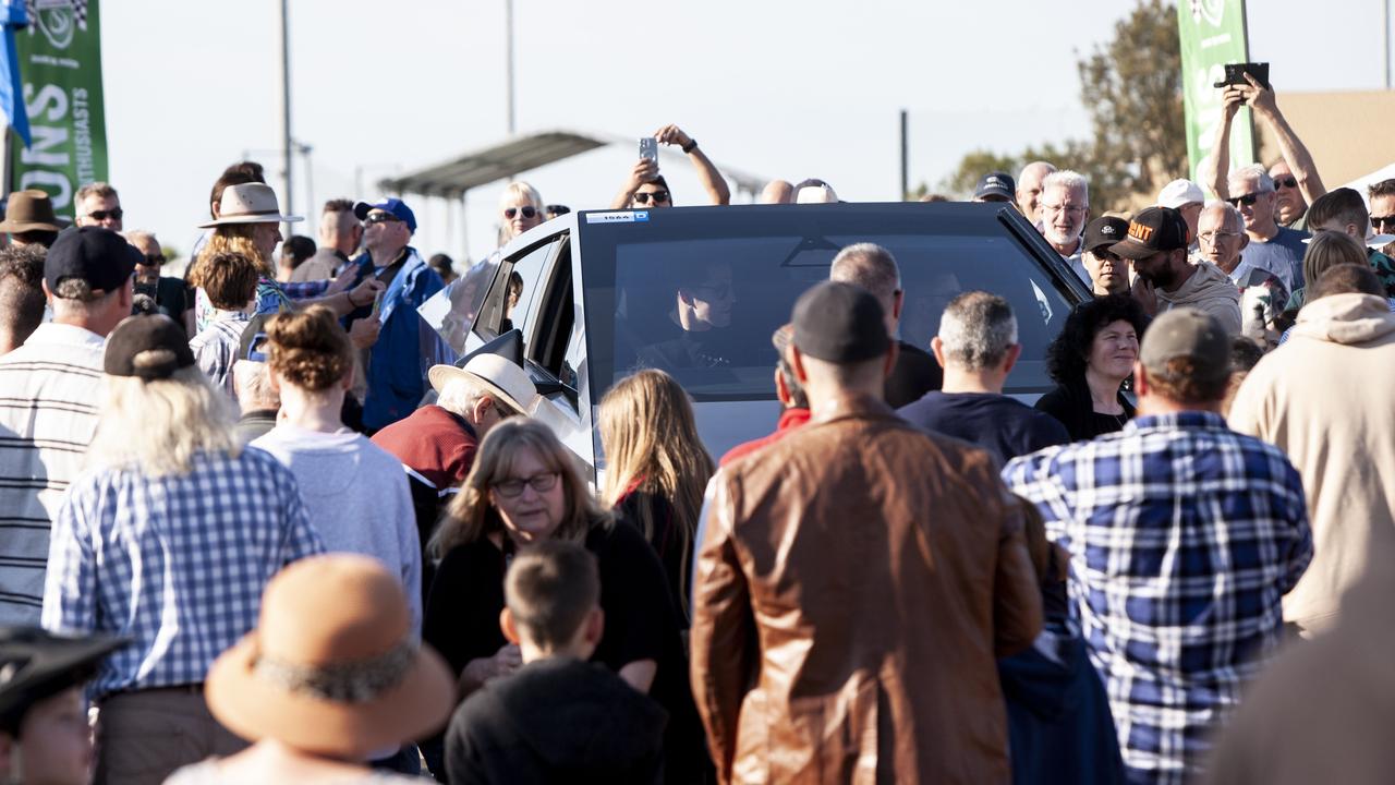 Start of the Bay to Birdwood. Tesla Cybertruck draws a big crowd. Picture: Brett Hartwig