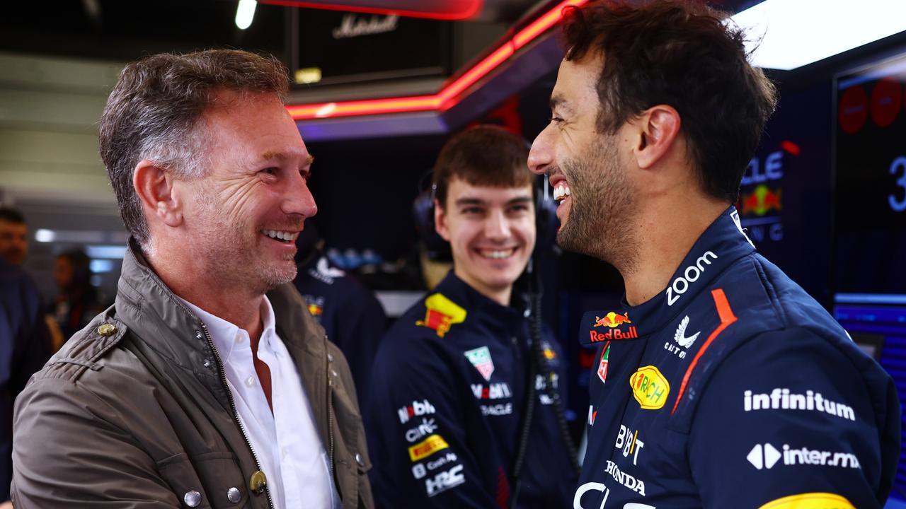 Red Bull team principal Christian Horner with Daniel Ricciardo. (Photo by Mark Thompson/Getty Images)