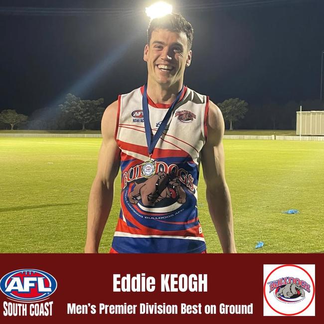 Eddie Keogh after the Wollongong Bulldogs’ grand final win. Picture: AFL South Coast